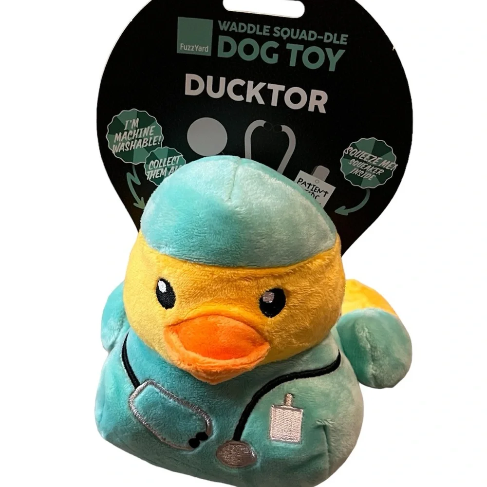 🆕 FuzzYard Plush Doctor Duck Dog Toy
